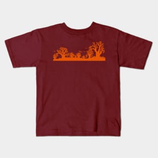 Baobab Trees Silhouette Orange Kids T-Shirt